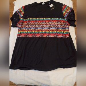 Colorful Geometric Patterned Women's Top